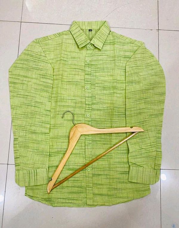 Khaddi Cotton Shirt  - Green, M