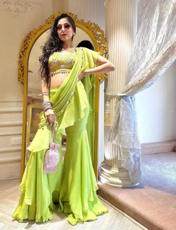 Plazoo Saree Ready To Wear  - Free, Green