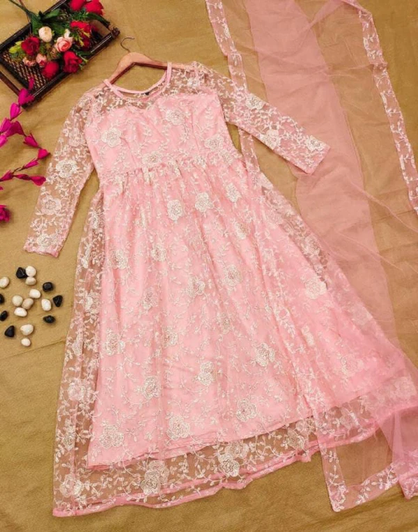 Beautiful Anarkali Kurti With Dupatta And Pant - L