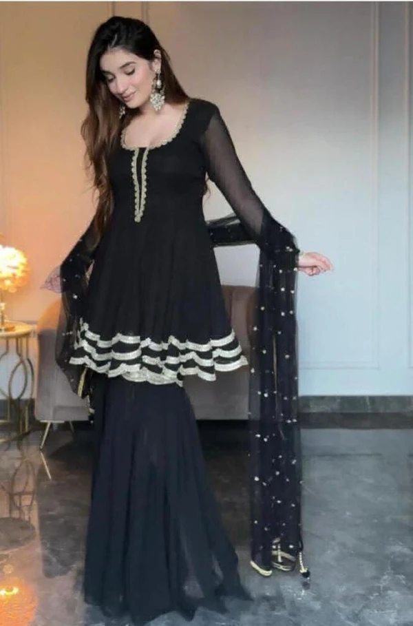 Sharara Set - Black, Free Up To 42