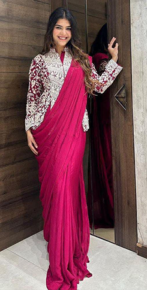 Buy infabzon Womens Ready To Wears Saree With Koti Set Bollywood Style  Rangoli Silk With Beautiful Embroidery Thread Cording Border Cut Work at  Amazon.in