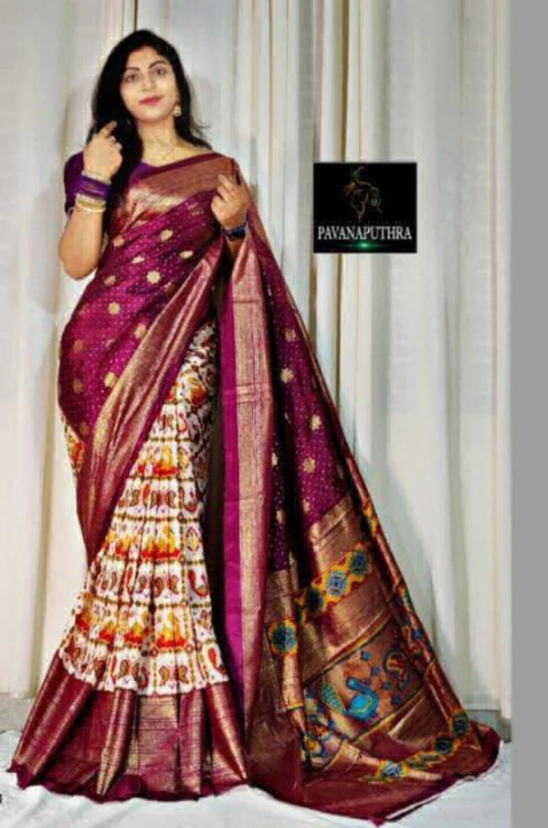 Beautiful Dola Silk Saree  - Purple