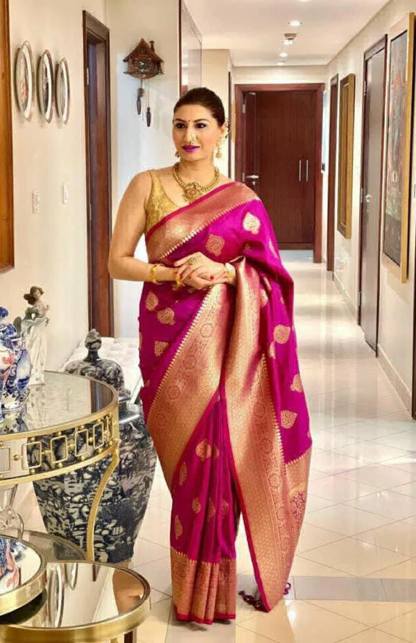 Soft Lichi Silk Saree - Mandy