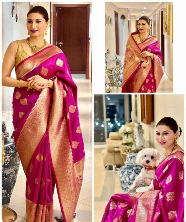 Soft Lichi Silk Saree - Mandy