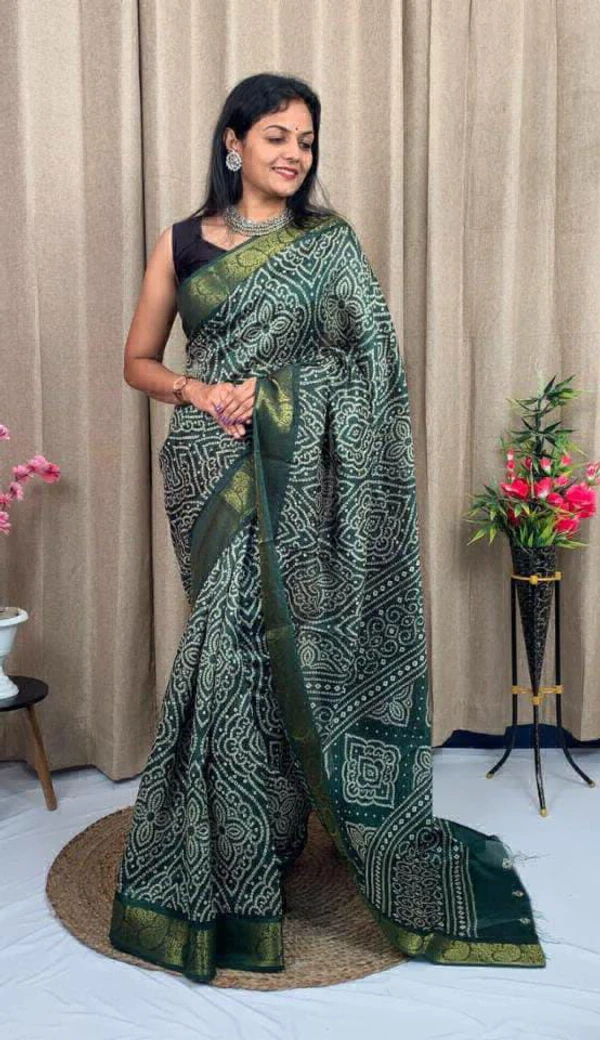 Bhandej Saree - Teal