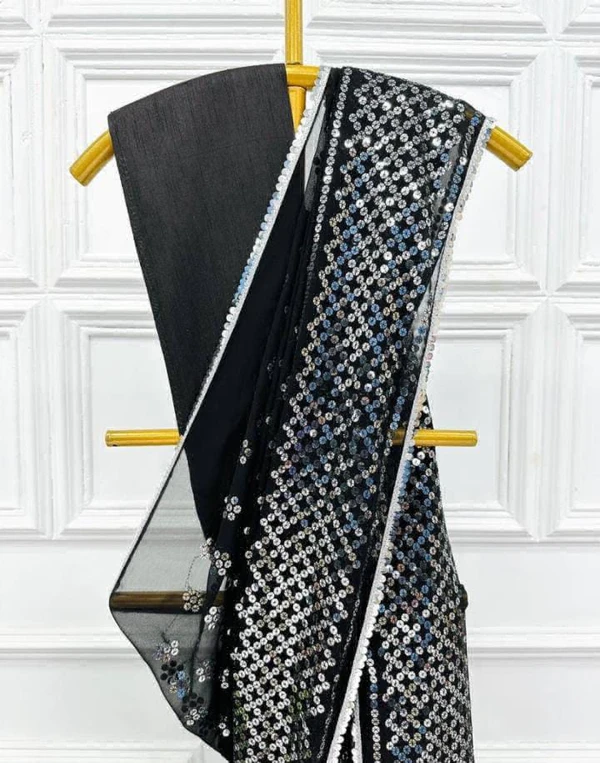 Sequence Saree - Black