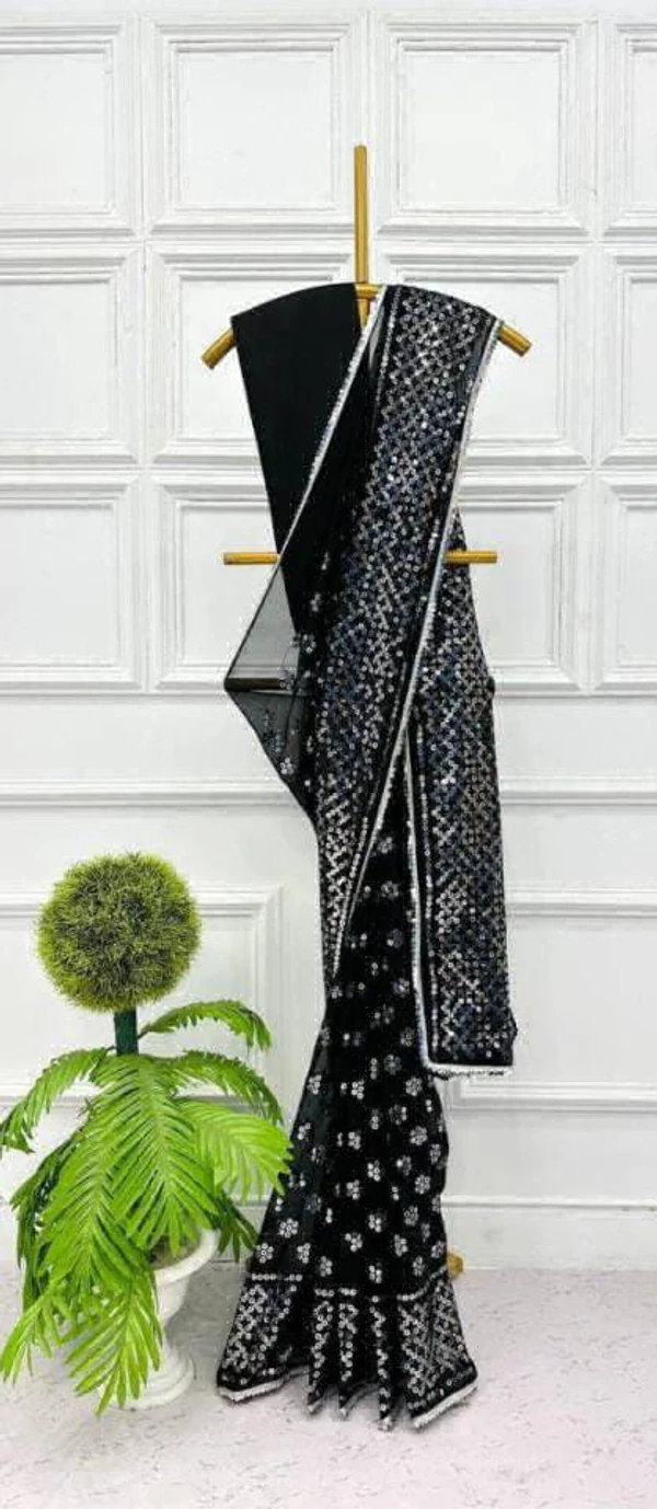 Sequence Saree - Black