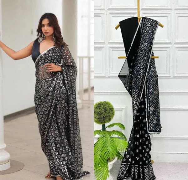 Sequence Saree - Black