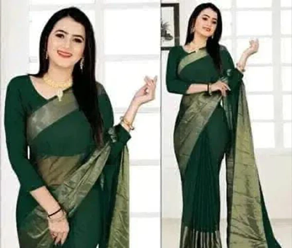 Chiffon Zari Border Saree - Japanese Laurel