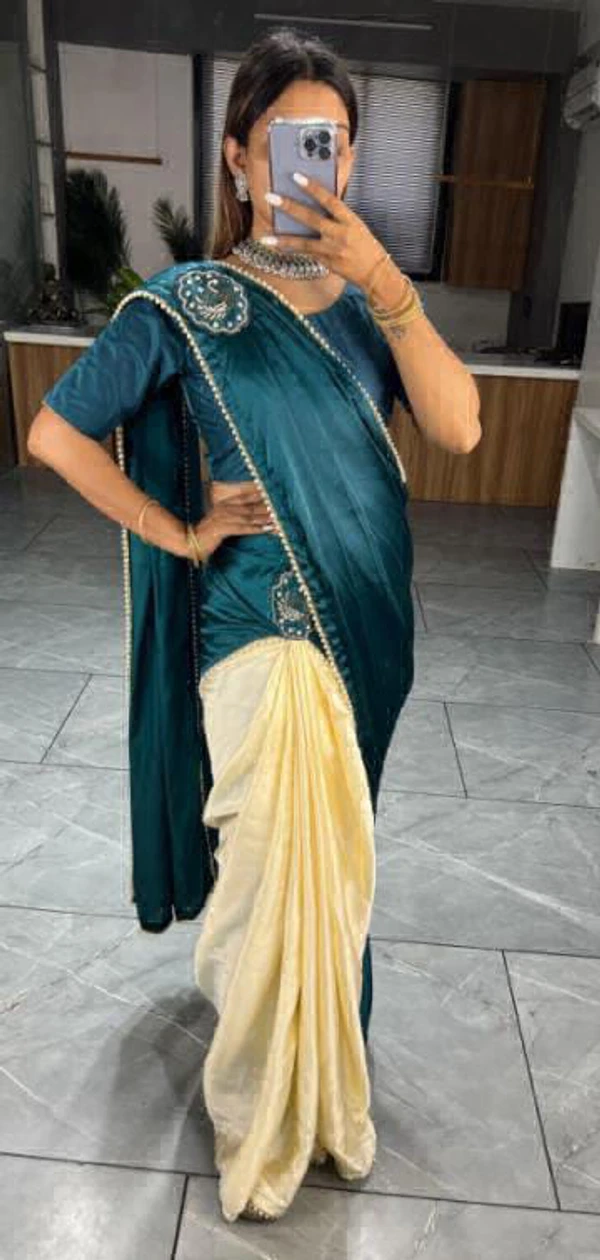 Ready To Wear Saree - Teal