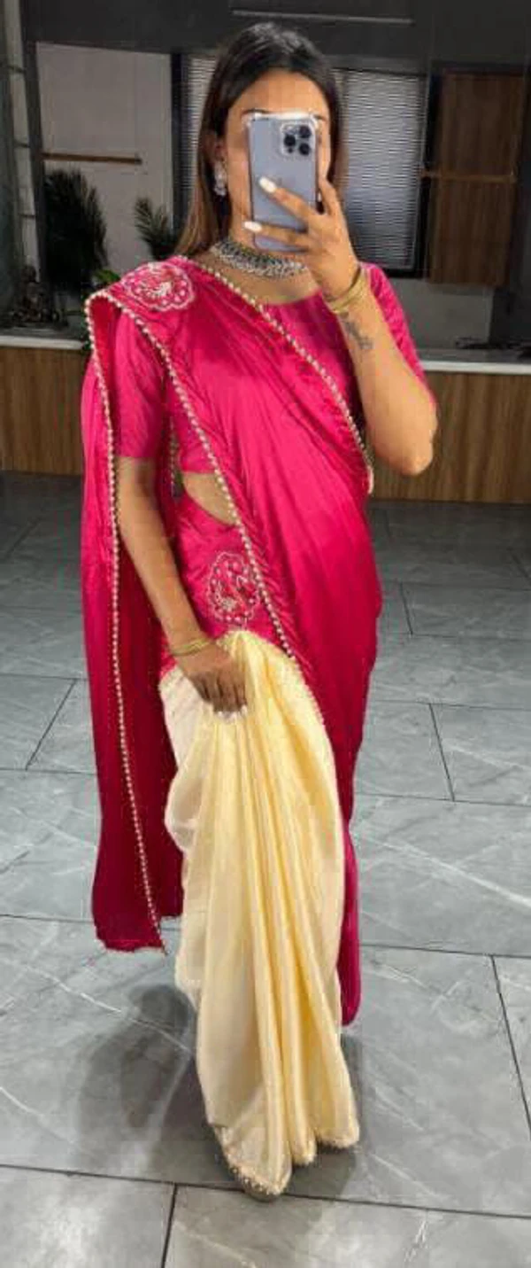 Ready To Wear Saree - Brick Red