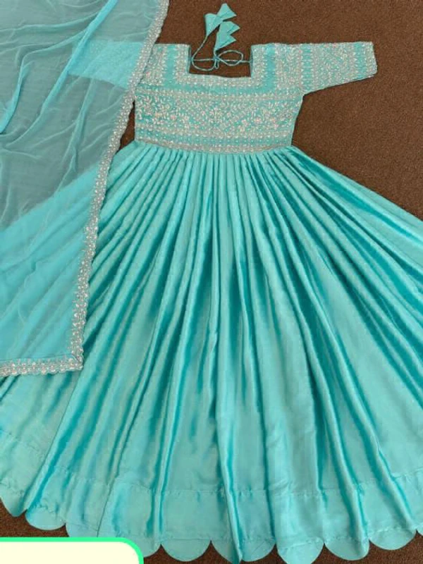 Party Wear Gown  - Turquoise, XXL