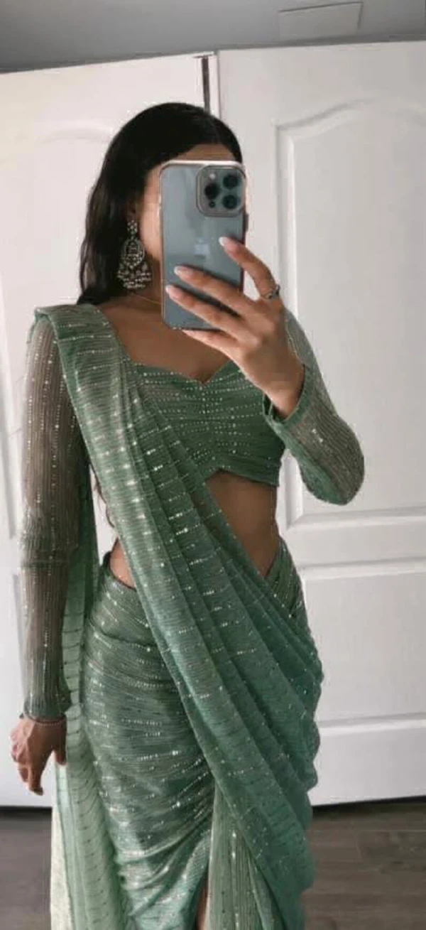 Ready To Wear Saree - Green