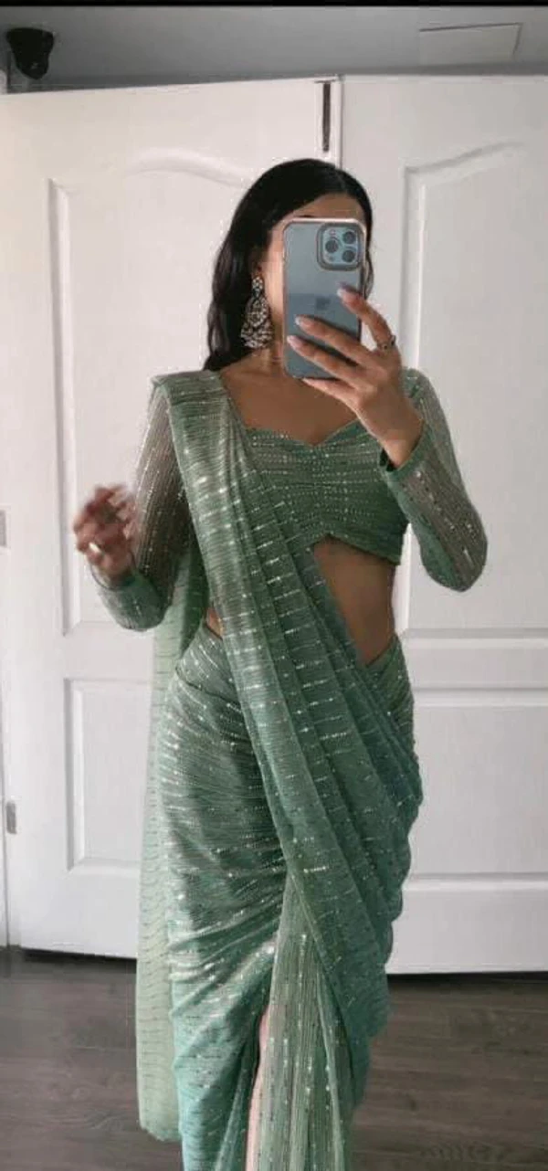 Ready To Wear Saree - Green