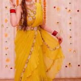 Haldi Function Special Lehanga Saree - Yellow