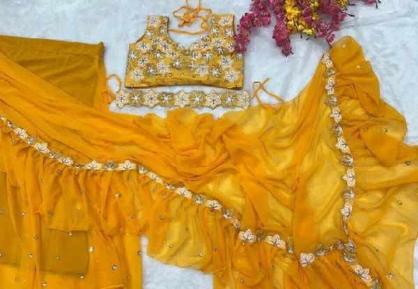 Haldi Function Special Lehanga Saree - Yellow