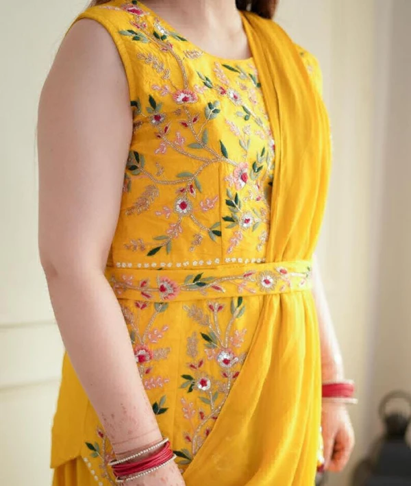 Haldi Function Special Saree With Koti - Yellow