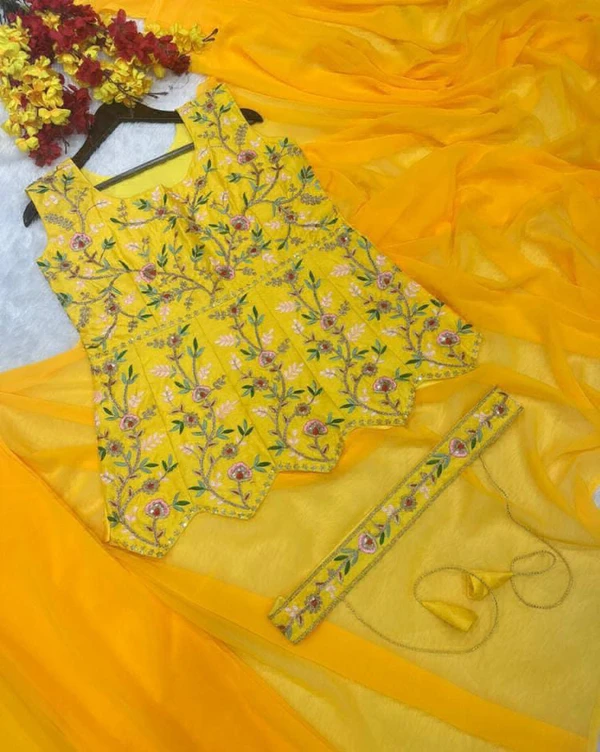 Haldi Function Special Saree With Koti - Yellow
