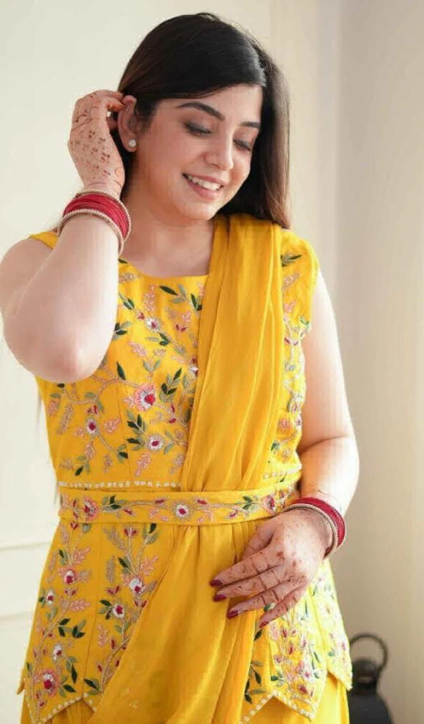 Haldi Function Special Saree With Koti - Yellow