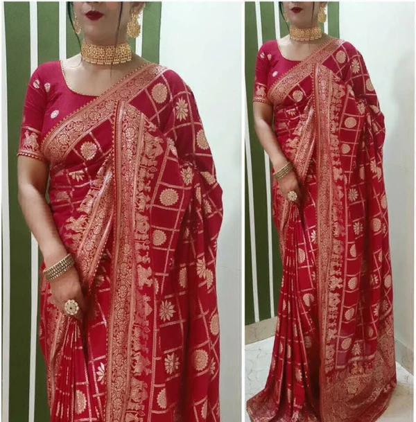 Dola Silk Saree  - Red