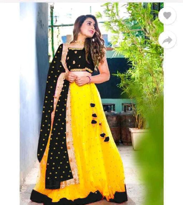 Haldi Function Special Lehanga Chunni Collection  - Free Size Up To 42, Black