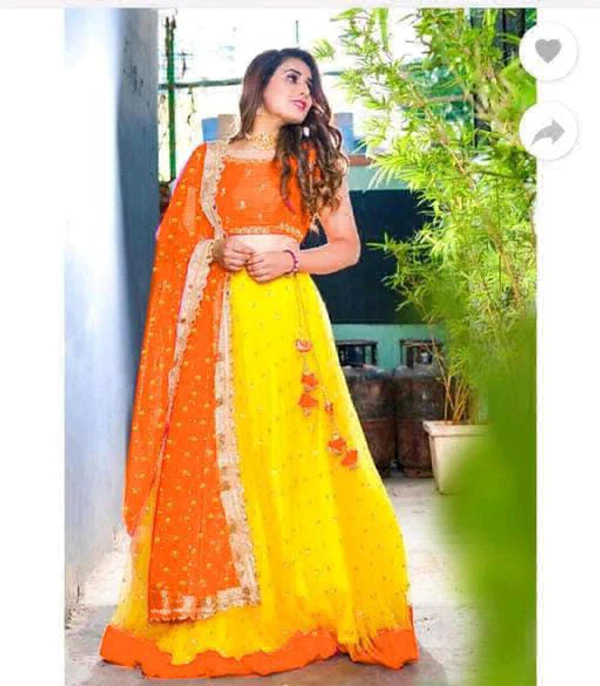 Haldi Function Special Lehanga Chunni Collection  - Free Size Up To 42, Black