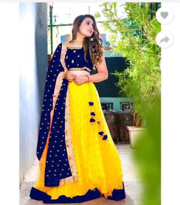 Haldi Function Special Lehanga Chunni Collection  - Free Size Up To 42, Navy Blue