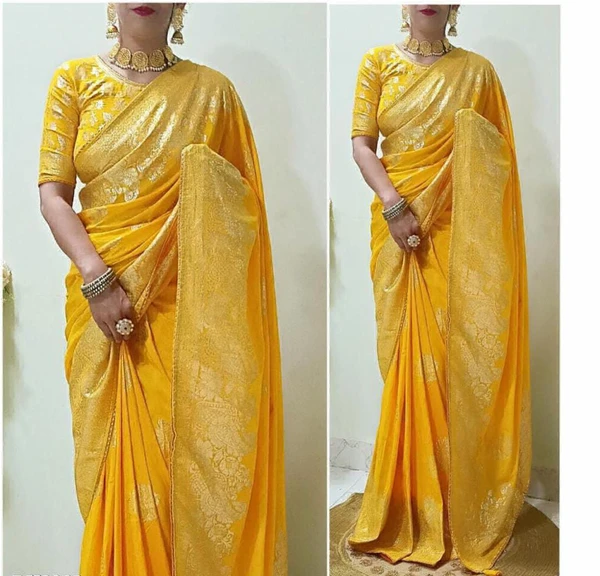 Beautiful Dola Silk Saree - Yellow