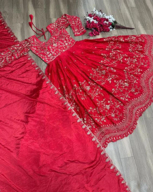 Gown Collection With Dupatta  - Red, M