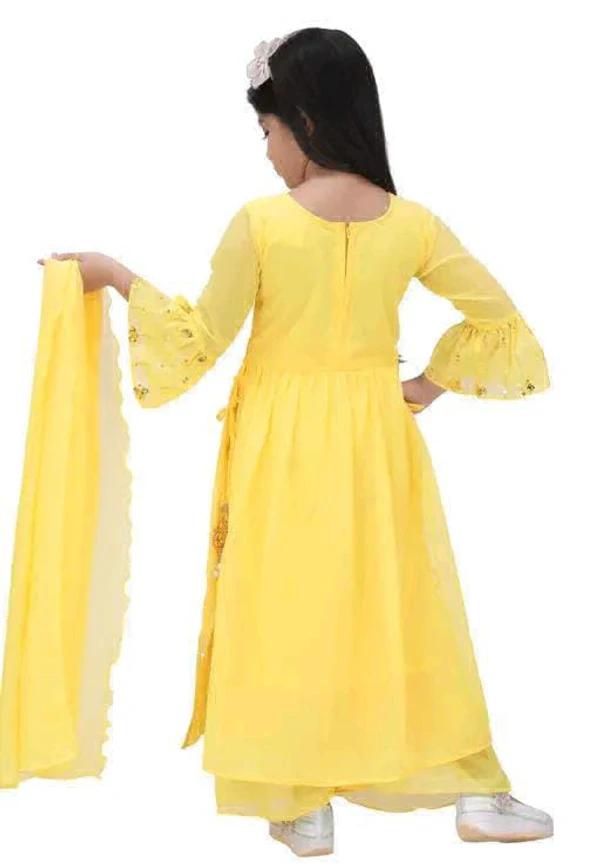 Girls Dress Kurta Plazo Duptta Set  - 1-2, Yellow