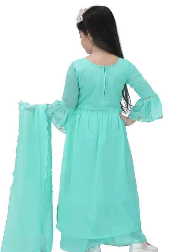 Girls Dress Kurta Plazo Duptta Set  - 3-4, Green