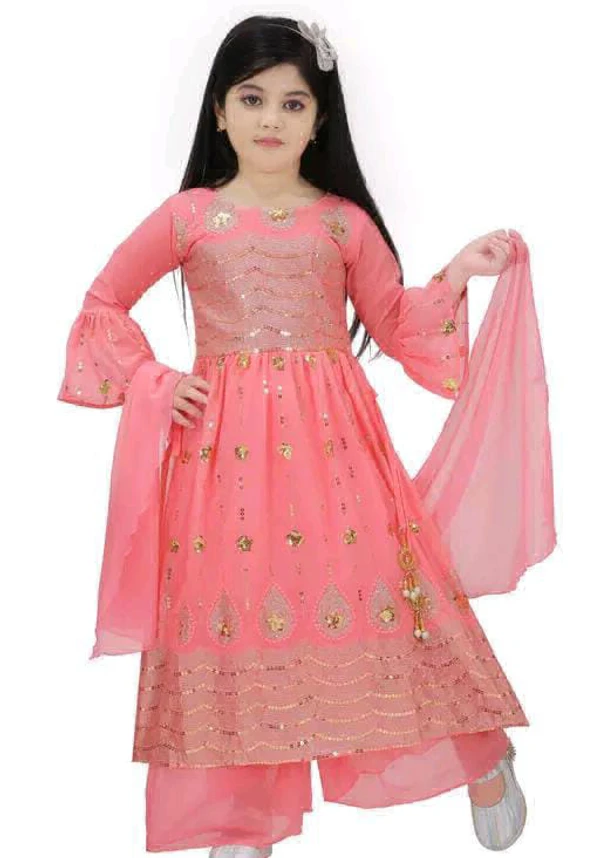 Girls Dress Kurta Plazo Duptta Set  - 4-5, pink