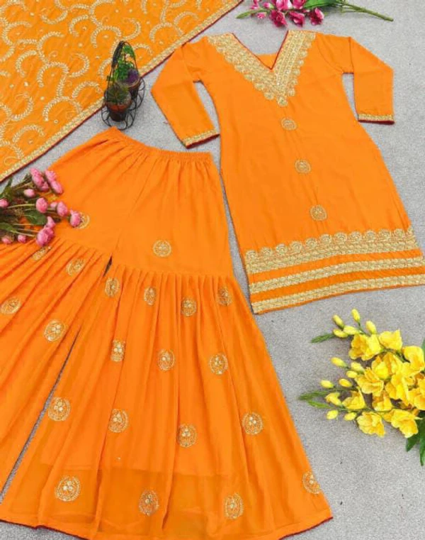 Osam Looking Sharara Set  - Web Orange, xxl