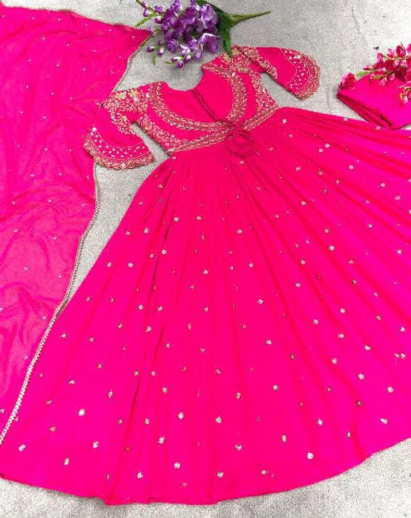 Beautiful Gown With Dupatta  - Free Up To 42