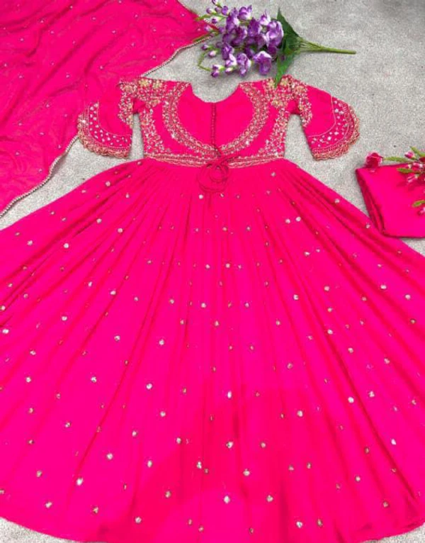 Beautiful Gown With Dupatta  - Free Up To 42