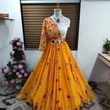 *Presenting New Festival Special Đěsigner Lehenga - - Yellow, Free Size Up To 42