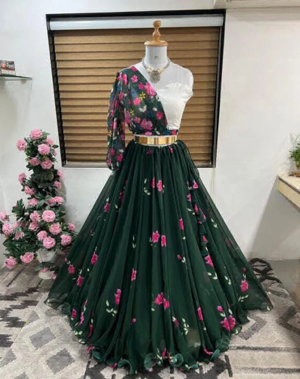 *Presenting New Festival Special Đěsigner Lehenga - - Green, Free Size Up To 42