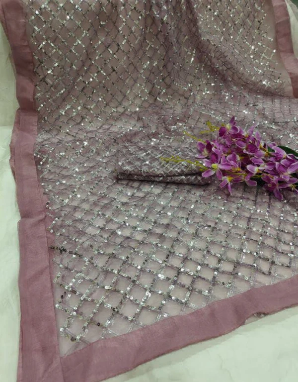 Soft Net Sequence Work Saree