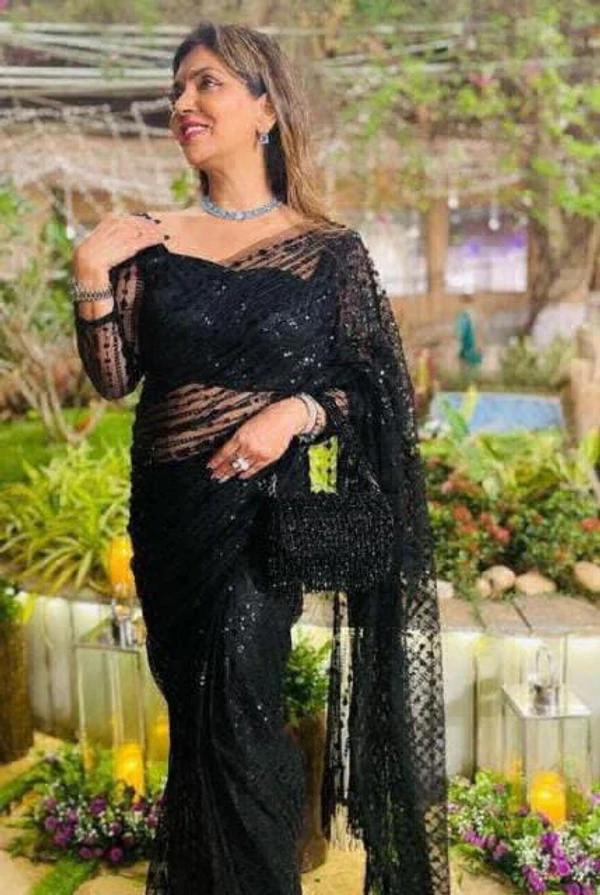 Black Beauty Party Wear Saree - Black