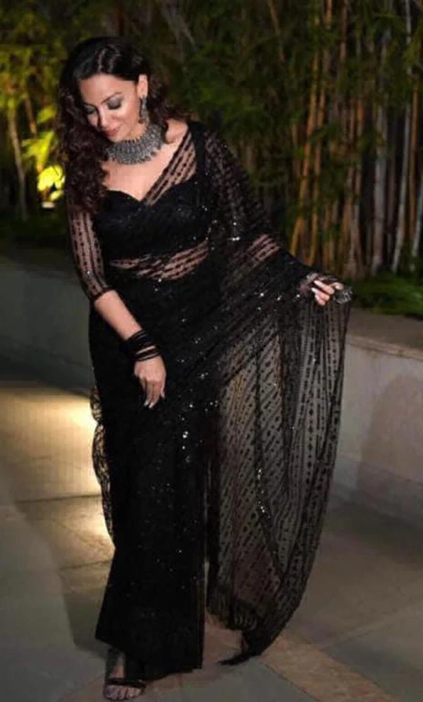 Black Beauty Party Wear Saree - Black