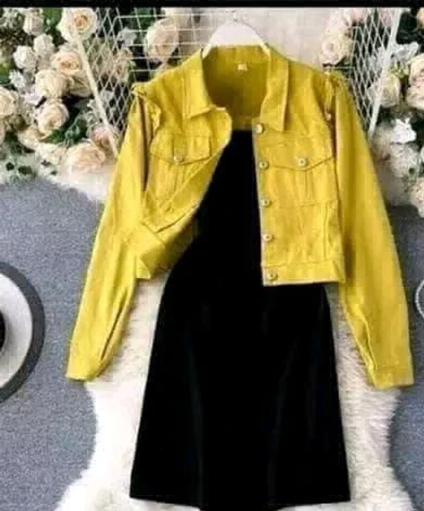 Girls One Pcs Dress With Jacket  - Yellow, xl