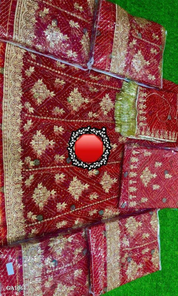 Kundan Zari Work Chundari Poshak  - Red