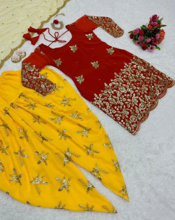 Patiyala Dhoti Kurta Duptta Set - Free Size Up To 44