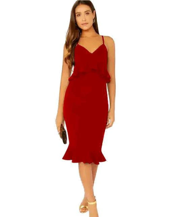 Laycra Fabric One Piece Dress - Maroon, L