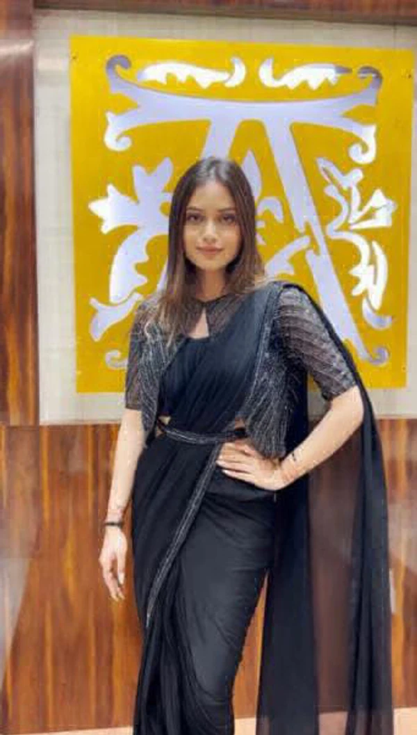 Ready To Wear Saree With Stitch Blouse  - Black