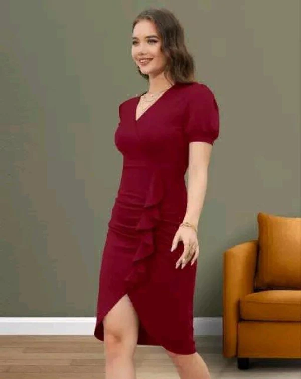 Beautiful Bodycon Dress One Piece Dress - Maroon, XL