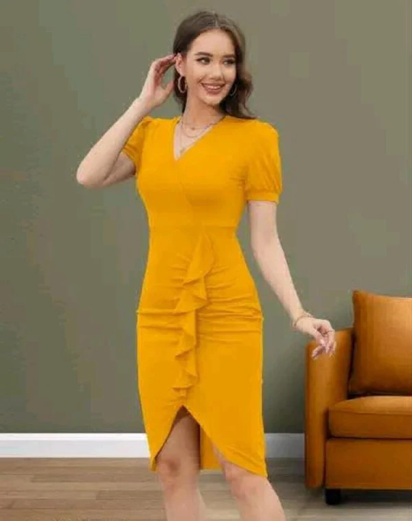 Beautiful Bodycon Dress One Piece Dress - Yellow, S