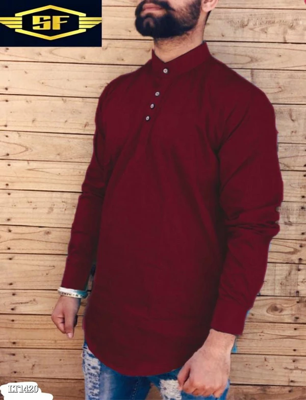 Mens Kurta  - Maroon, L