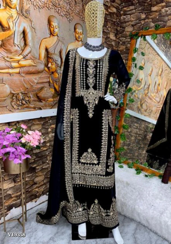 Party Wear Sharara Set - Black, Xxl