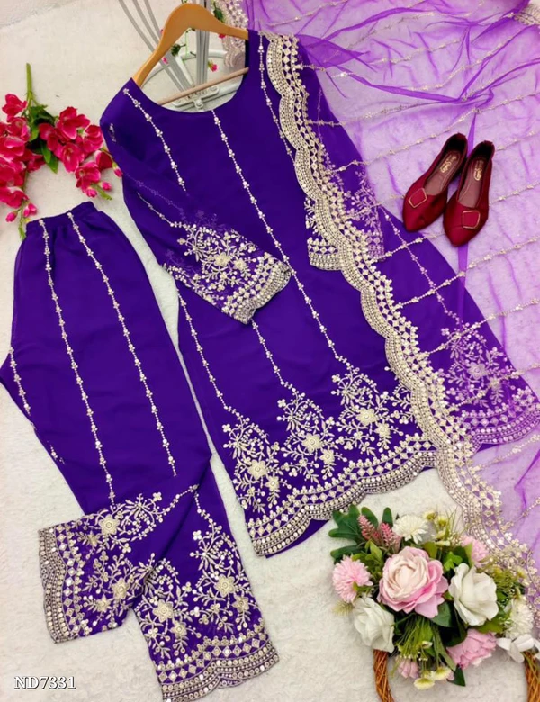 Beautiful Sequence Work Suit  - XXL,